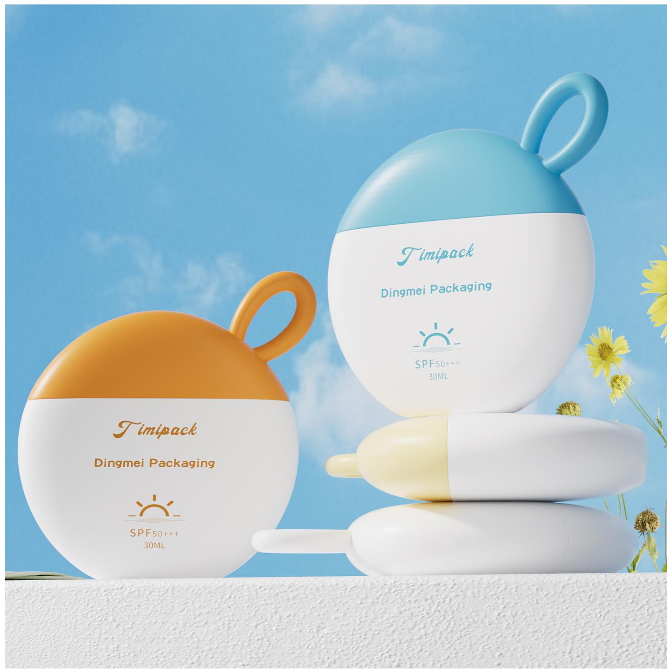 DM-FS31 Round Flat Sunscreen Bottle with Carry Loop