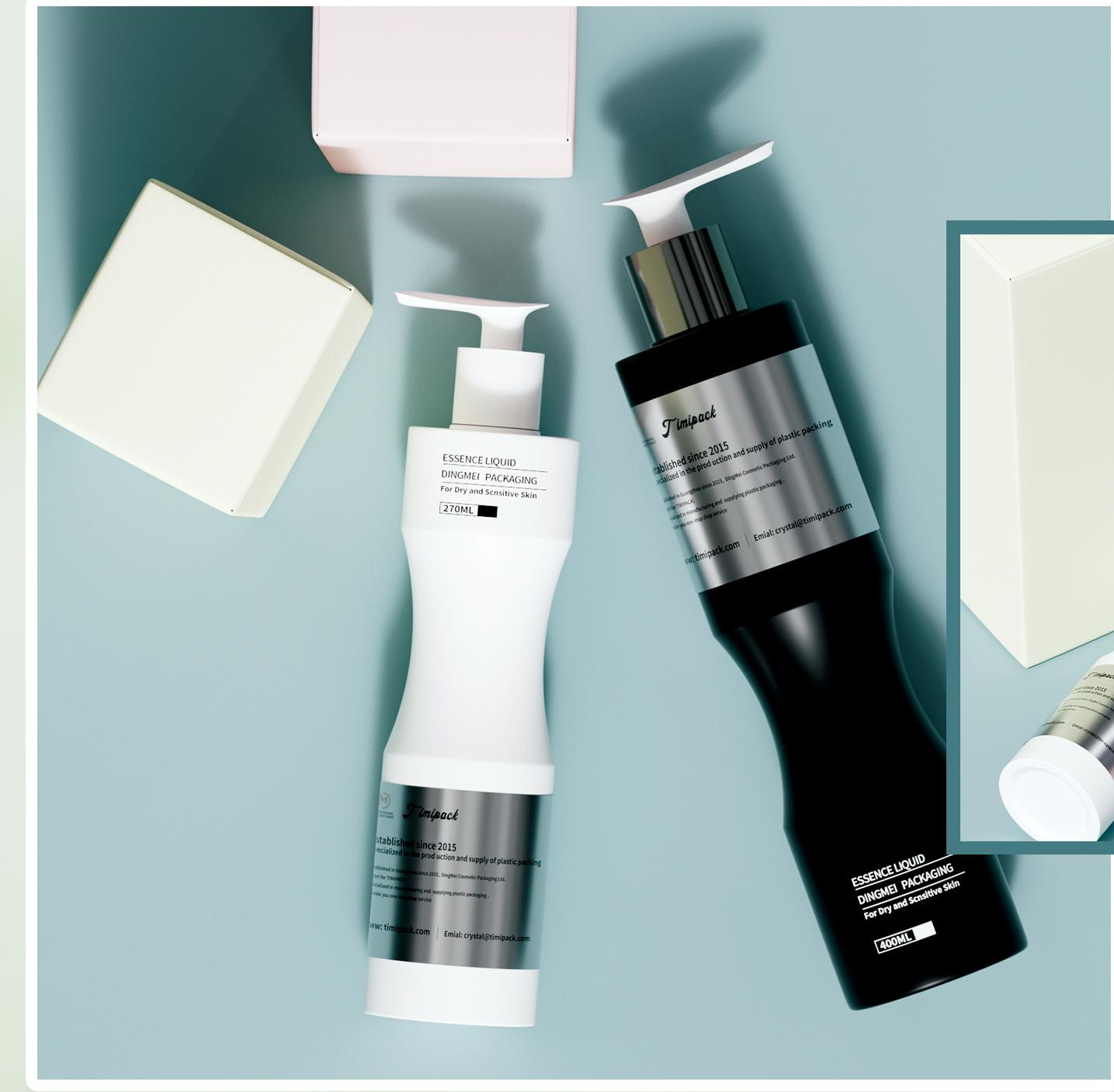 NB-004 Waist-Design Pump Bottles — Black & White (No Catalogue Code)