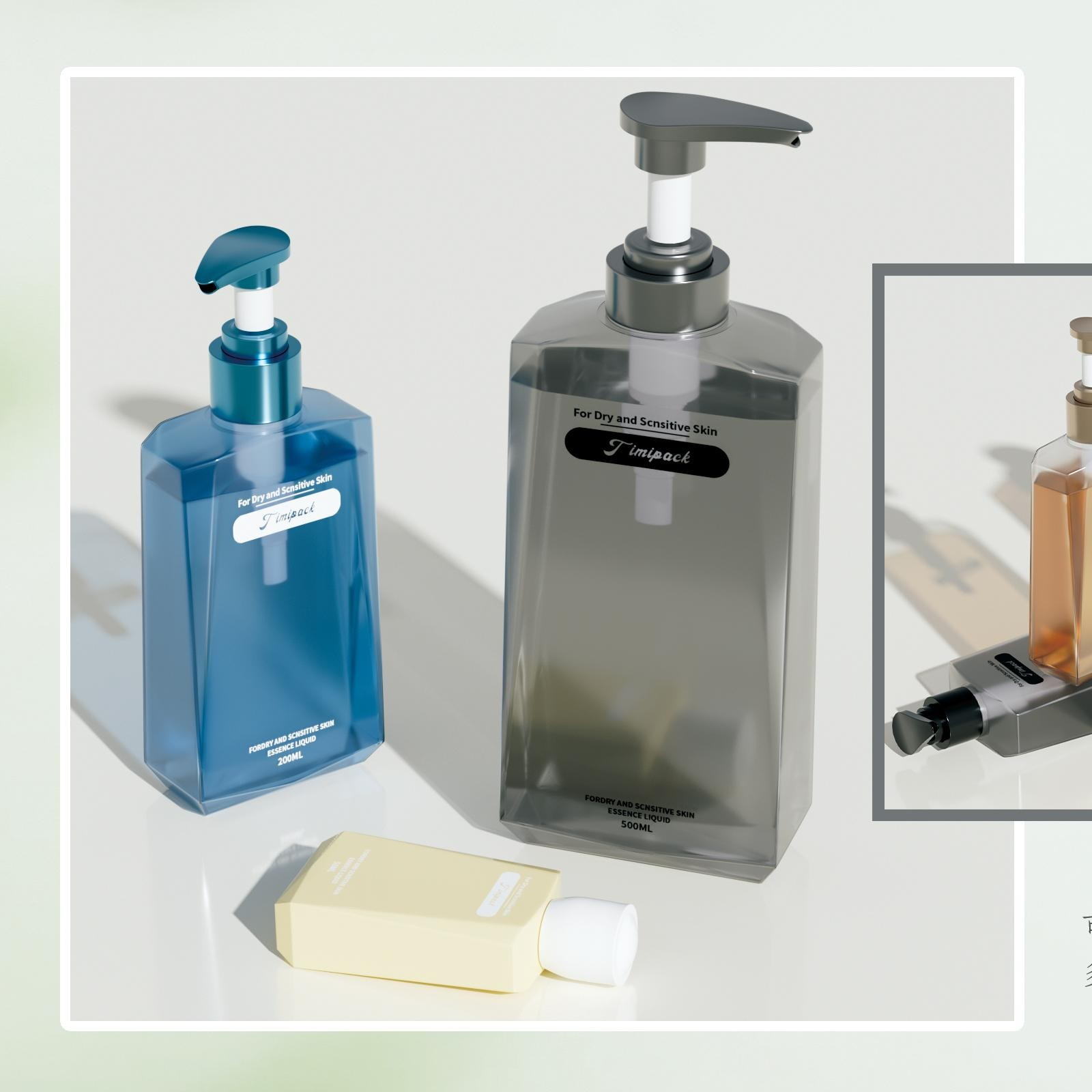 NB-006 Cut-Corner Square Pump Bottles (No Catalogue Code)